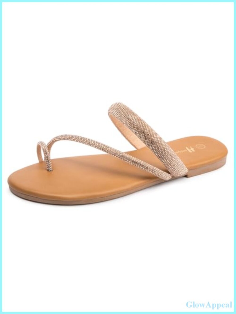 Rhinestone Slide Sandals Slip On Flat Thong Sandals Faux Leather